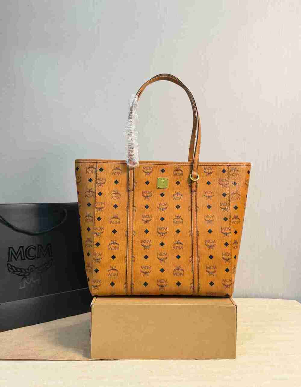 MCM Brown Visetos Monogram Tote Bag 32*14*31cm Shopper Bag